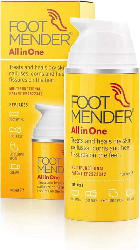 Footmender All in One | Treats and Heals Dry Feet, Hard Skin (calluses), Corns and Cracked Heels (Heel fissures) | Significant Effect After First Treatment | 100ml : Amazon.co.uk: Health & Personal Care