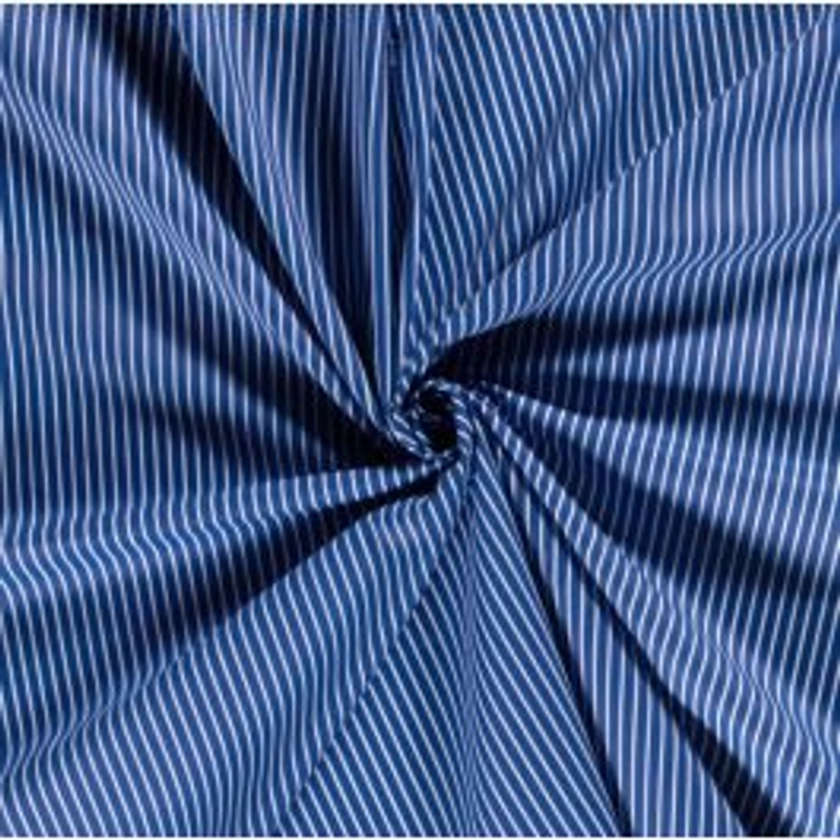 Tissu popeline coton rayure blanc bleu