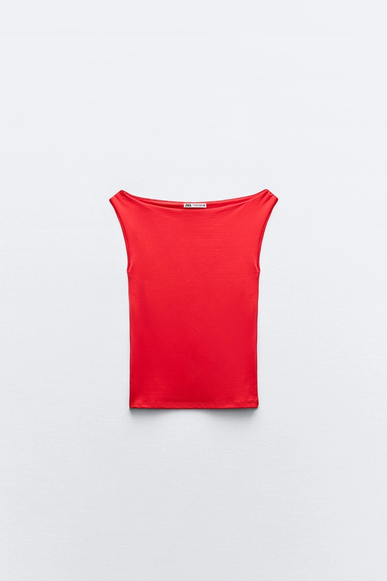 POLYAMIDE TOP WITH BOAT NECK