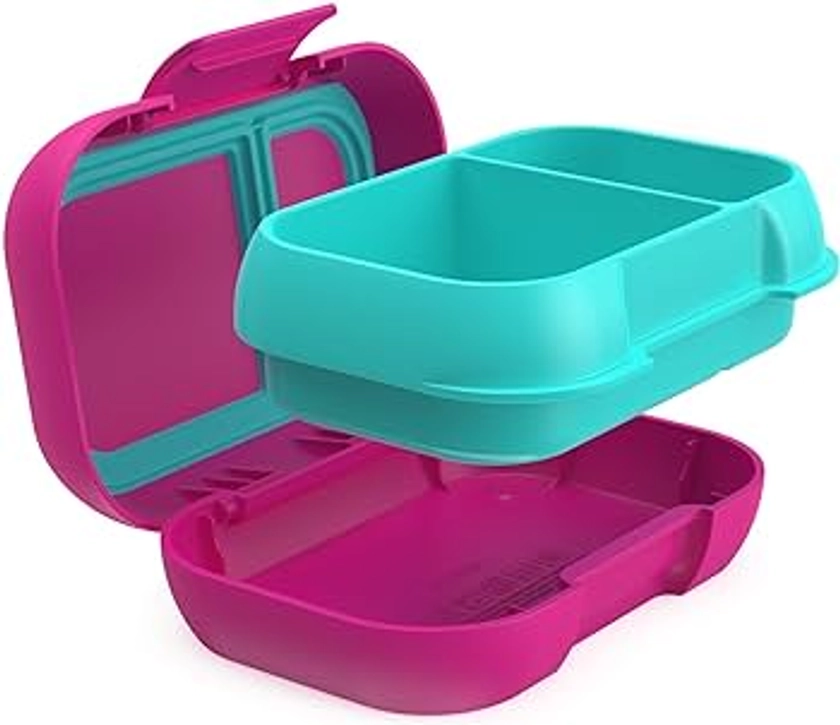 Bentgo® Kids Snack - 2 Compartment Leak-Proof Bento-Style Food Storage for Snacks and Small Meals, Easy-Open Latch, Dishwasher Safe, and BPA-Free - Ideal for Ages 3+ (Fuchsia/Teal)