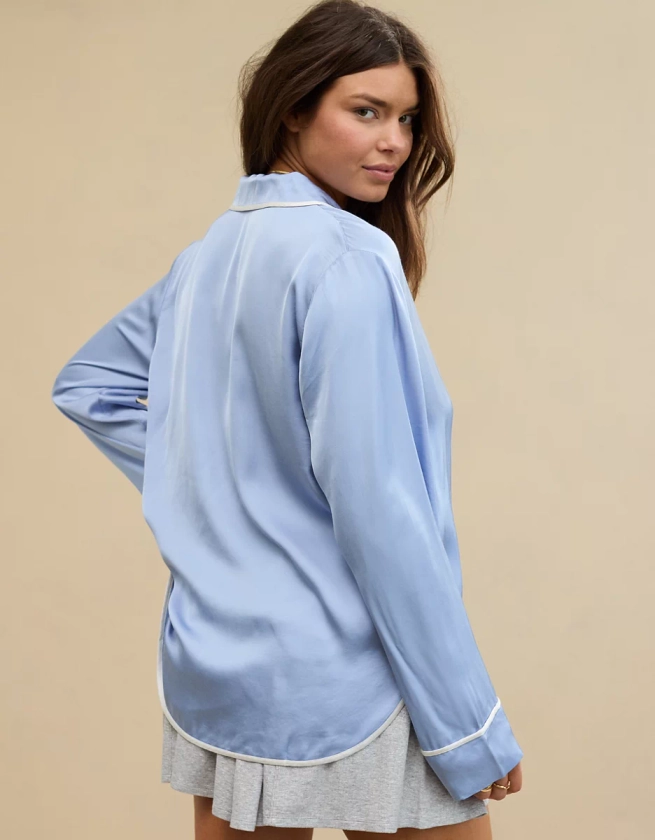 Aerie Off-Duty Satin Piping Shirt