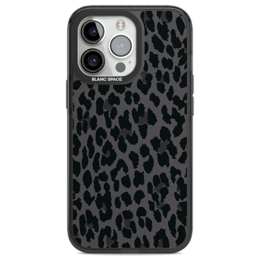 Dark Animal Print Pattern Large Leopard iPhone Case - iPhone 13 Pro / Black Impact Case - Blanc Space