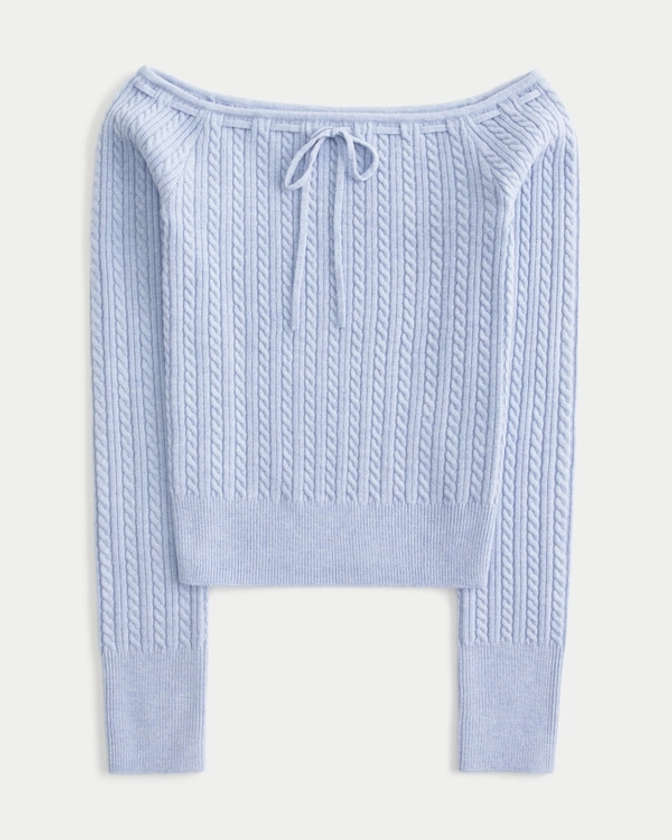 Women's Off-the-Shoulder Cable-Knit Sweater | Women's Tops | HollisterCo.com