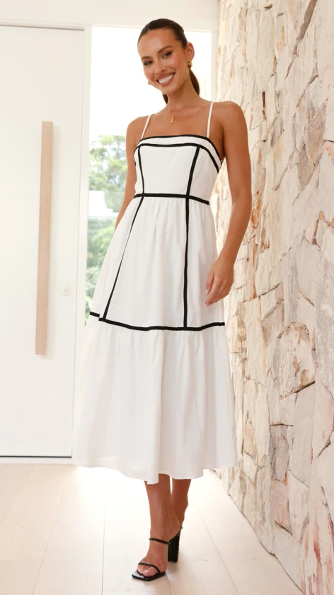 Baina Midi Dress - White / Beige - Buy Women's Dresses - Billy J