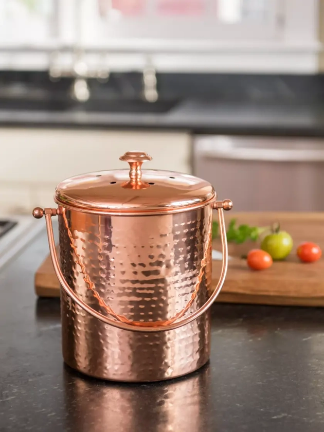 Hammered Copper Compost Pail