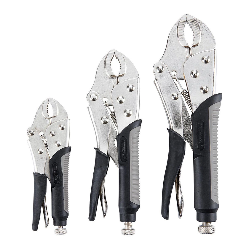 Curved Jaw Locking Pliers Set, 3 Piece