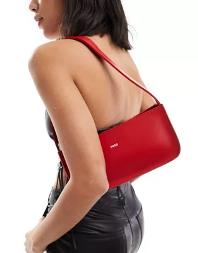 PASQ clean baguette shoulder bag in red | ASOS