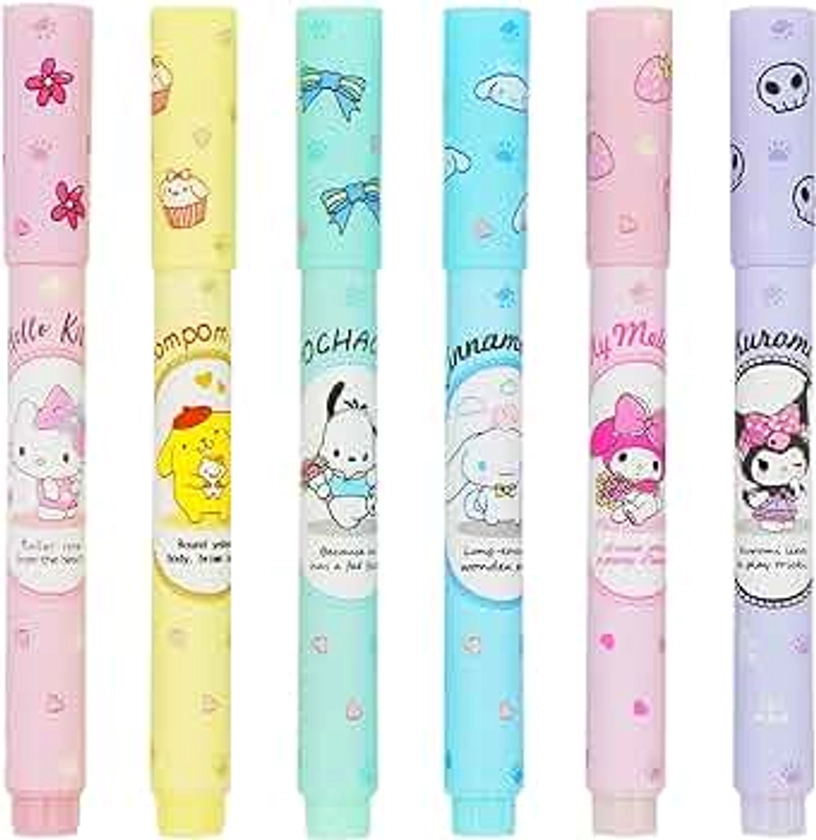 Cartoon Highlighter Markers 6 Assorted Pastel Colors Quick Dry Write Smoothly Cute Drawing Pens For Adults Students Writing Graffiti School Office Supplies (In box)