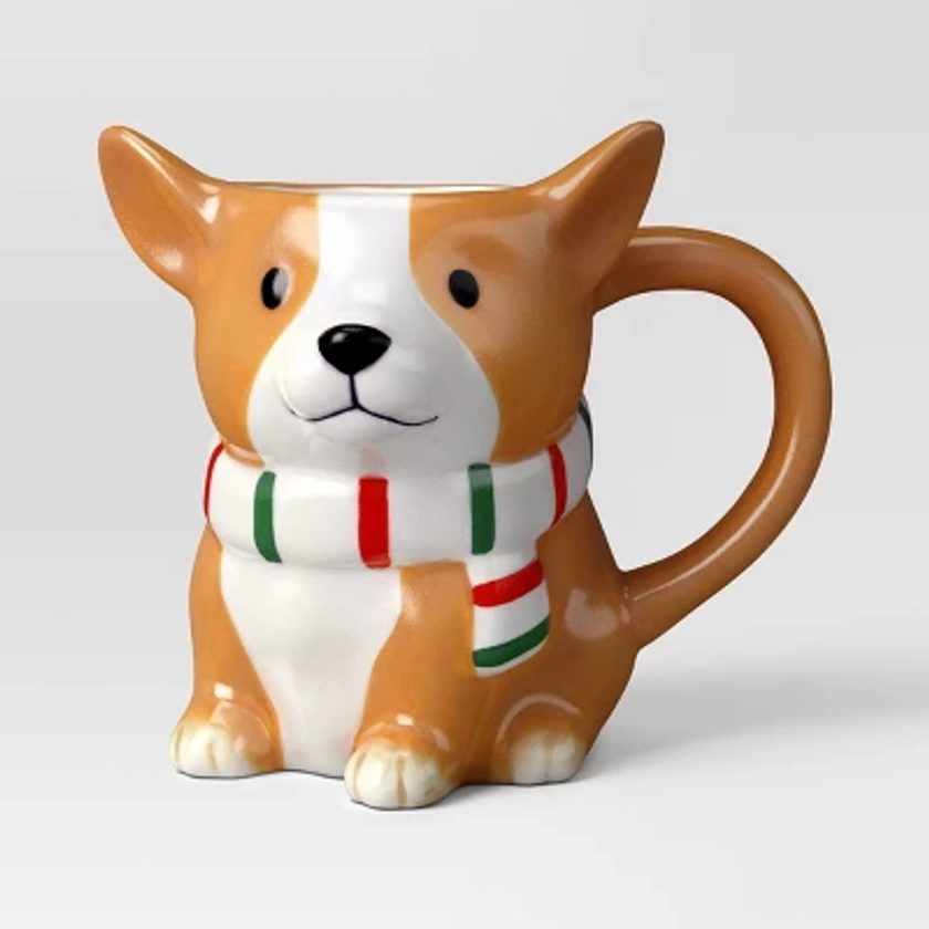 14.5oz Christmas Earthenware Figural Dog Mug - Wondershop™