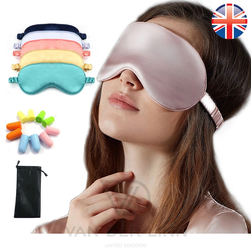 Van Der Linn Pure Organic Silk Eye Mask Soft Relax Travel Filled Blindfold Satin