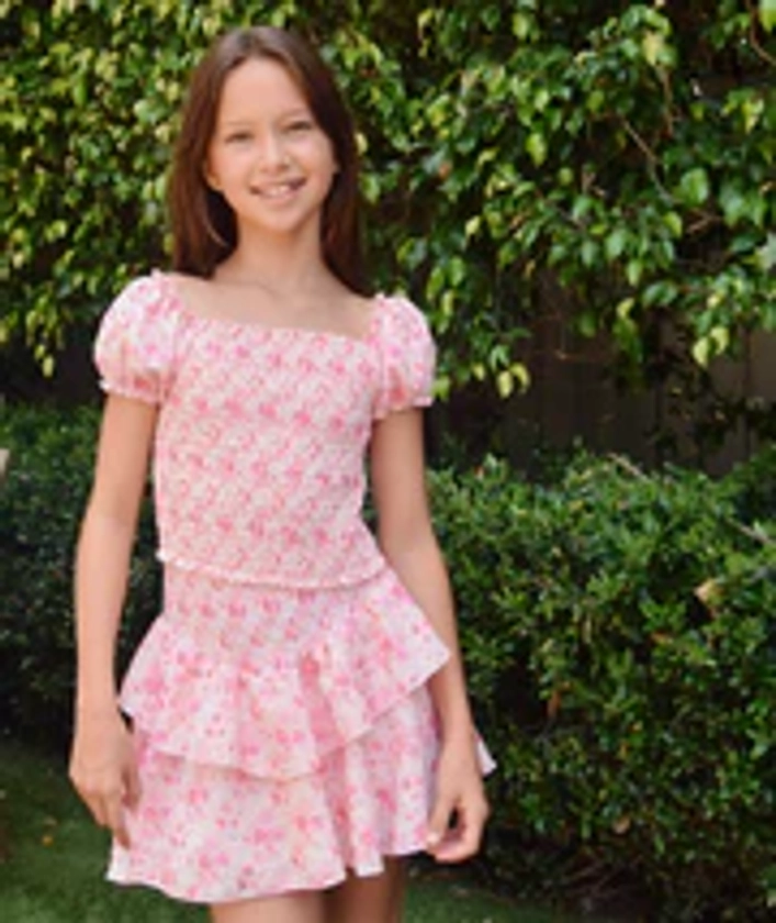 FBZ Girls Pink Floral Smock Top | Frankie's on the Park