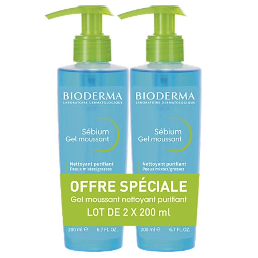 Bioderma Sébium gel moussant nettoyant lot 2x200ml