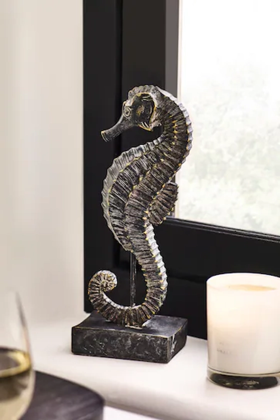 Black Seahorse Ornament