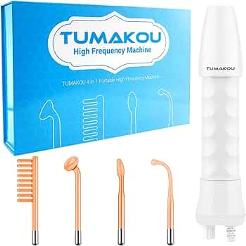 High Frequency Facial Machine - TUMAKOU Portable Handheld High Frequency Facial Skin Wand Machine with 4 Different Tubes