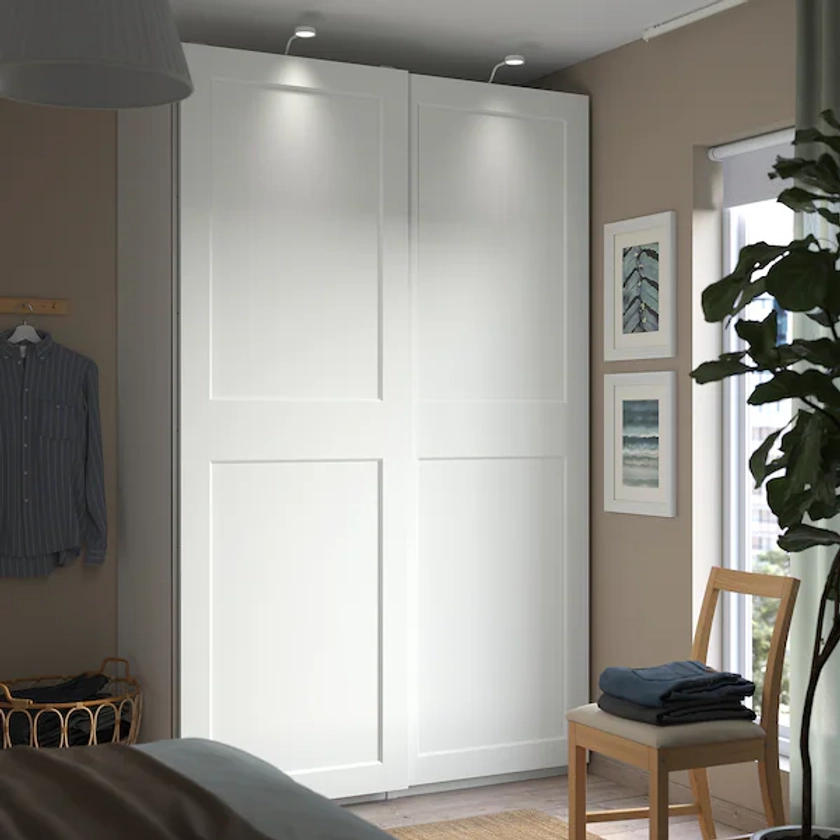 PAX / GRIMO wardrobe, white/white, 150x66x236 cm - IKEA