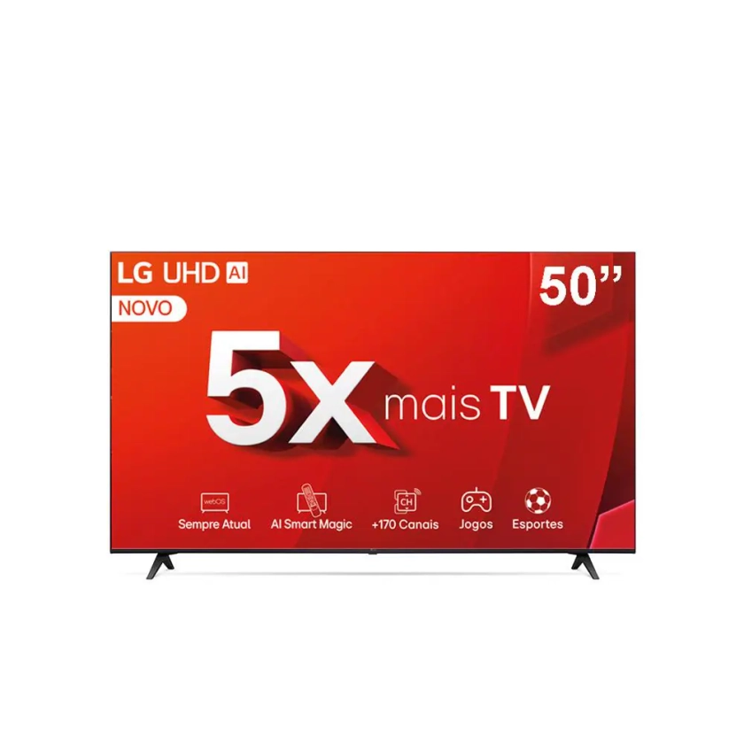 Smart TV 4K 50" LG Ultra HD 50UT8050 com Processador a5 Ger7 AI, Alexa/Chromecast integrado, Otimizador de Jogos, webOS 24 e Controle Smart Magic