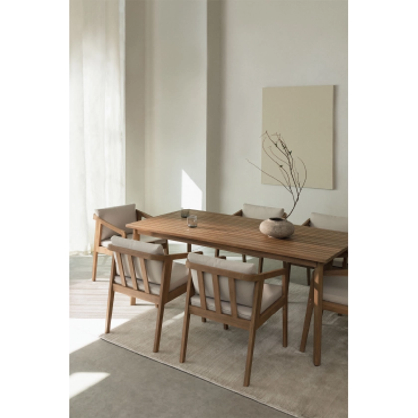 Ensemble table rectangulaire (180x90 cm) et 6 chaises de salle à manger en bois d'acacia Kaela
