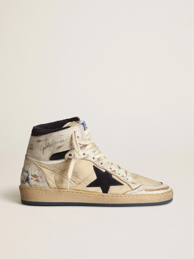 Women's Sky-Star in cream-colored nylon and white leather | Golden Goose
