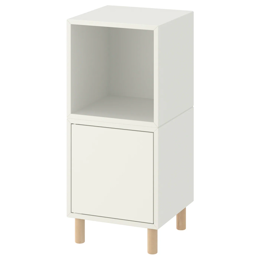 EKET cube storage combination with legs, white/wood, 35x35x80 cm - IKEA