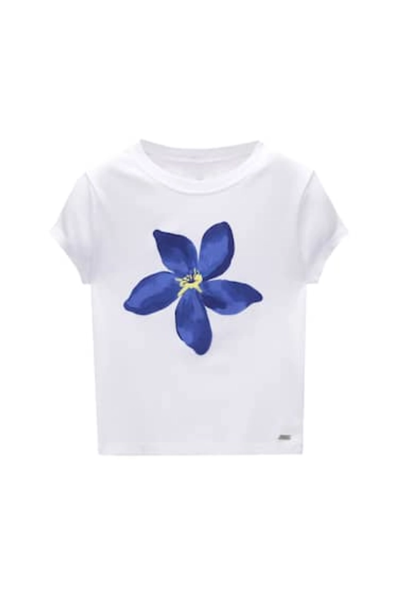 Κοντομάνικη μπλούζα με λουλούδι