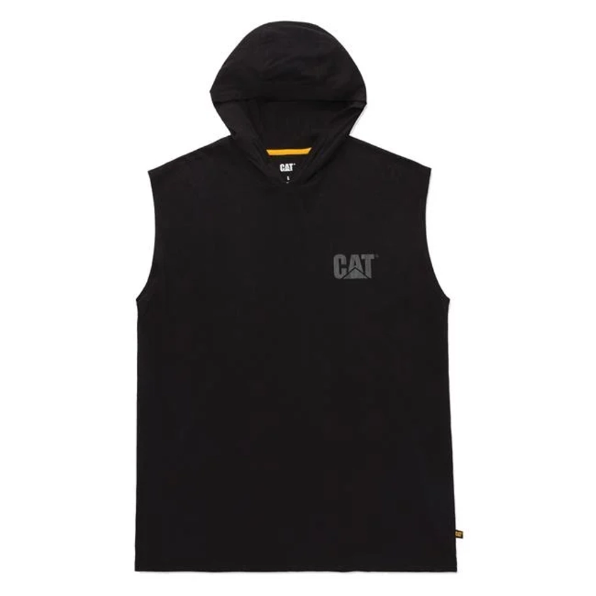 Men's CAT Hooded Sleeveless T-Shirt | Work Boots Superstore | WorkBoots.com