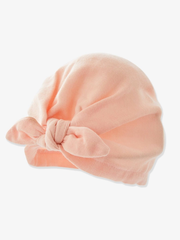 Chapeau façon foulard noué uni bébé fille - rose