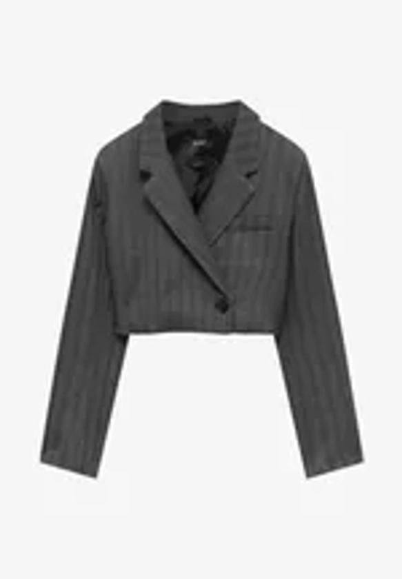 PULL&BEAR HERRINGBONE - Blazer - mottled black/noir chiné - ZALANDO.FR