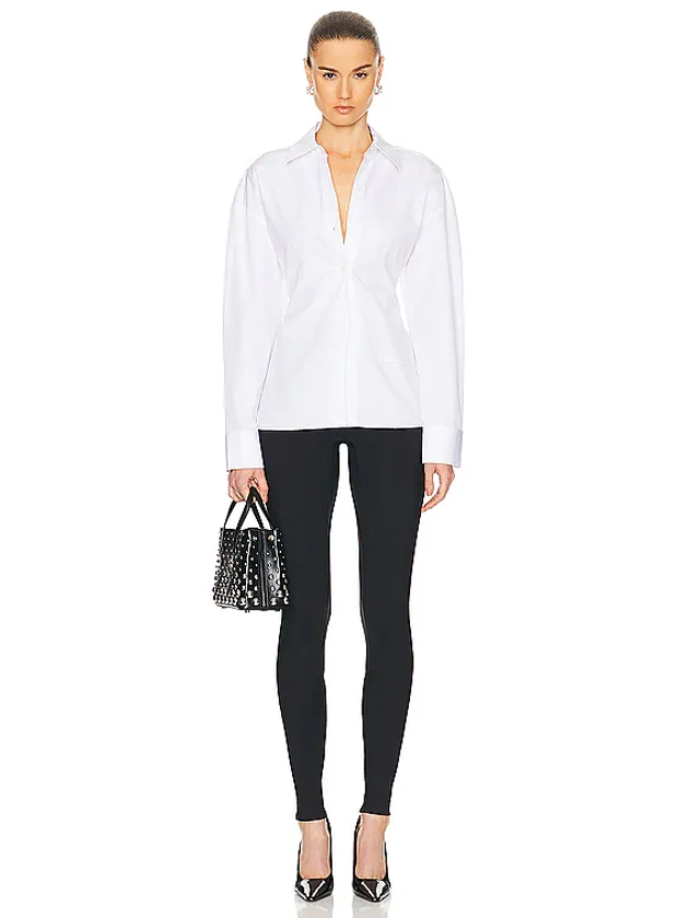Alexander Wang Cinched Waist Shirt With Knit Combo in White | FWRD
