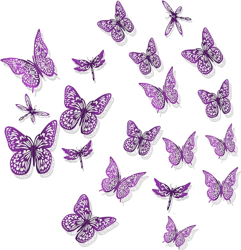 Amazon.com: Rumhut Butterfly Decorations Dragonfly Wall Stickers, 48 Pcs Metal Wall Art for Bedroom Living Room (Purple) : Baby