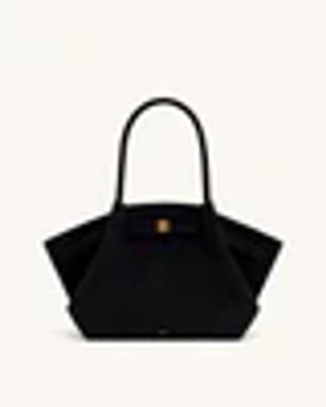 Hana Medium Faux Suede Tote Bag - Black