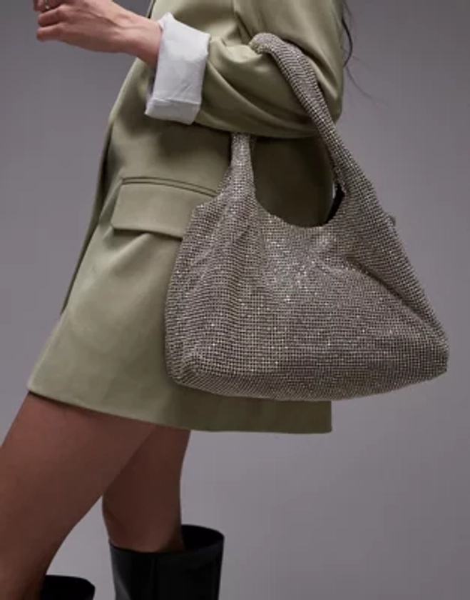 Topshop Sohana embellished grab bag in gold | ASOS