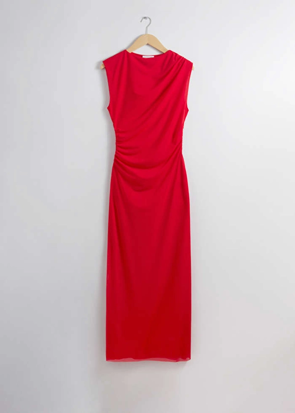 Draped Sleeveless Midi Dress - Red - & Other Stories GB