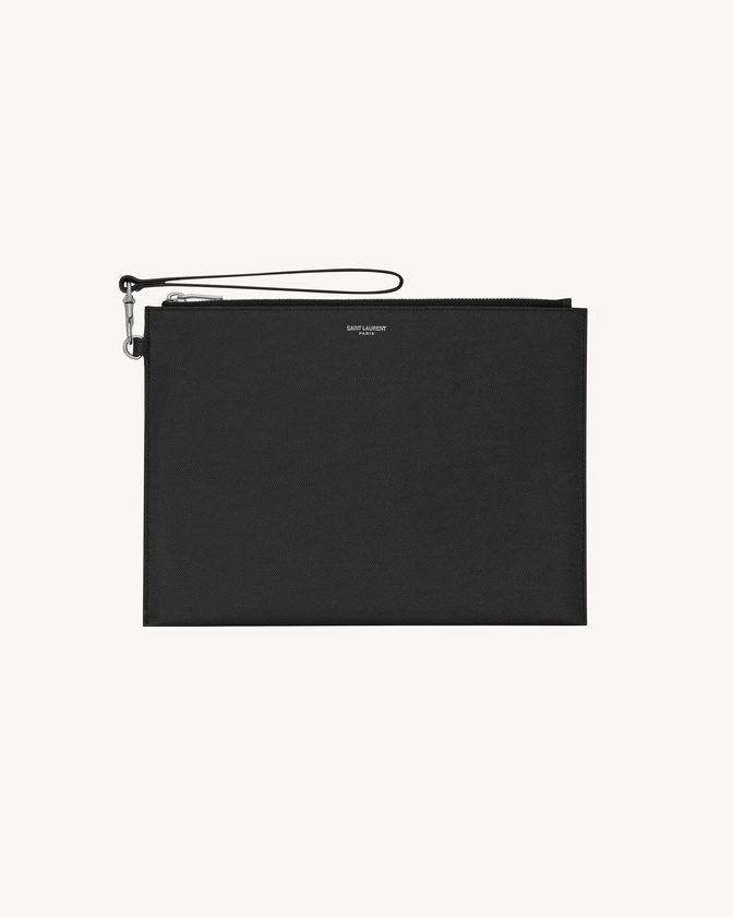 Étui pour tablette zippé en cuir grain de poudre | Saint Laurent | YSL.com