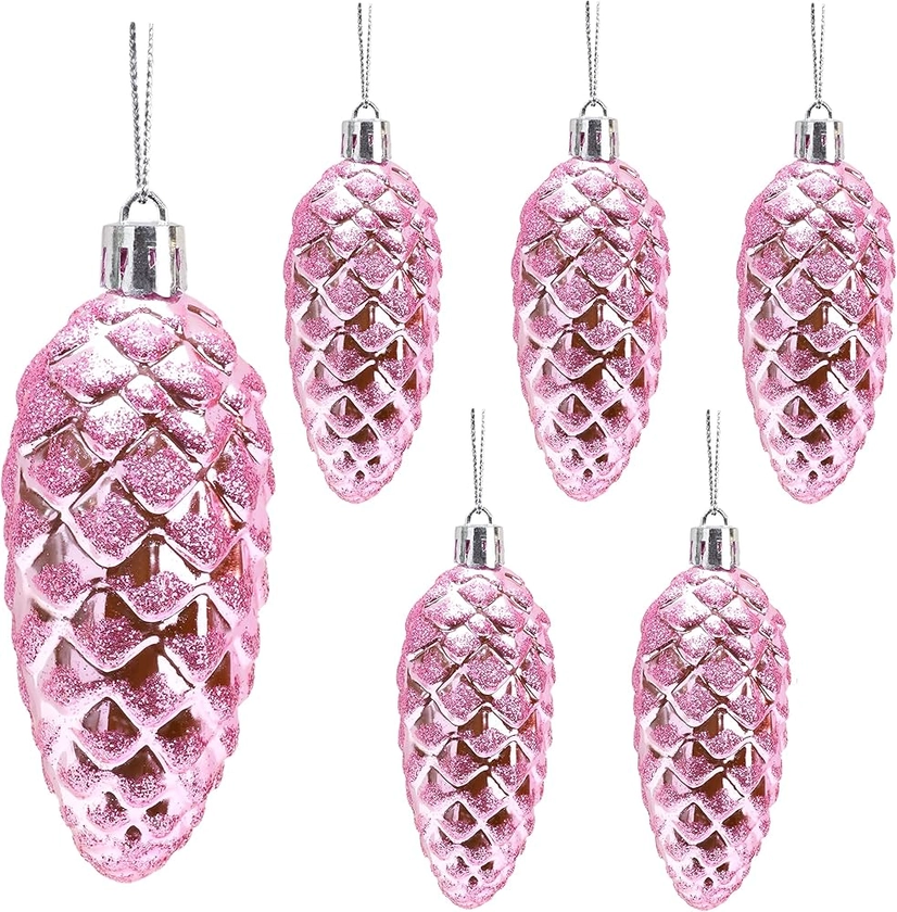 Christmas Concepts® Pack of 6-90mm Pine Cone Baubles – Shiny and Glitter Decorated – Luxury Christmas Decorations (Baby Pink) : Amazon.co.uk: Home & Kitchen