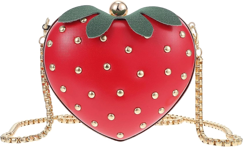 VALICLUD Girls Strawberry Purse Coin Purse Strawberry Cross Body Chain Bag Cute Handbag Shoulder Bag Wallet for Women Girls
