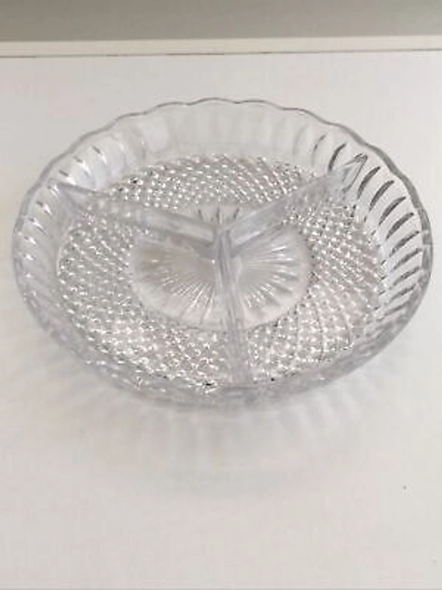 Vintage Glass Etched Patterned Snack Tapas Nibble Tray Plate Cut Glass | eBay