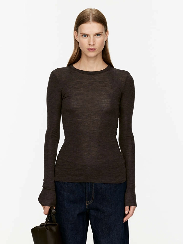 Long-Sleeved Merino Top - Blue Melange - ARKET NL