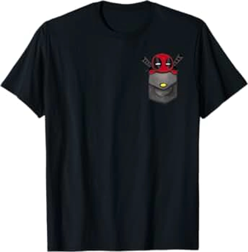 Marvel Deadpool Cute Comic Cartoon Faux Pocket T-Shirt