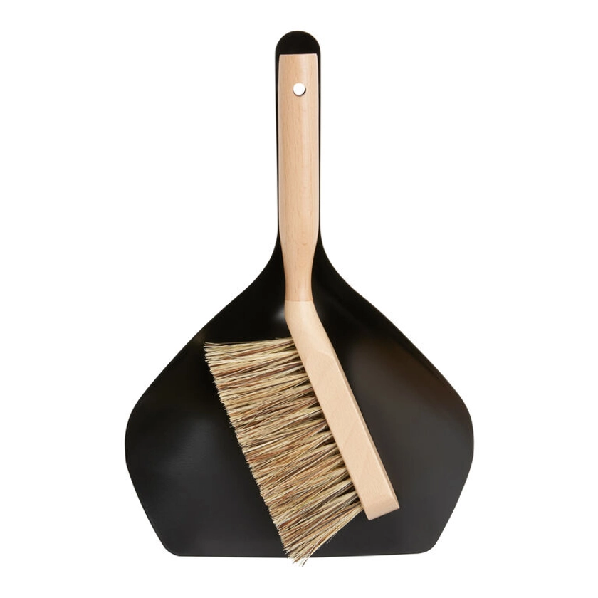 Coconut Fiber and Wood Hand Broom with Dustpan Set