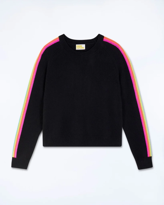 Pull Col Rond Bandes Manches Multicolore