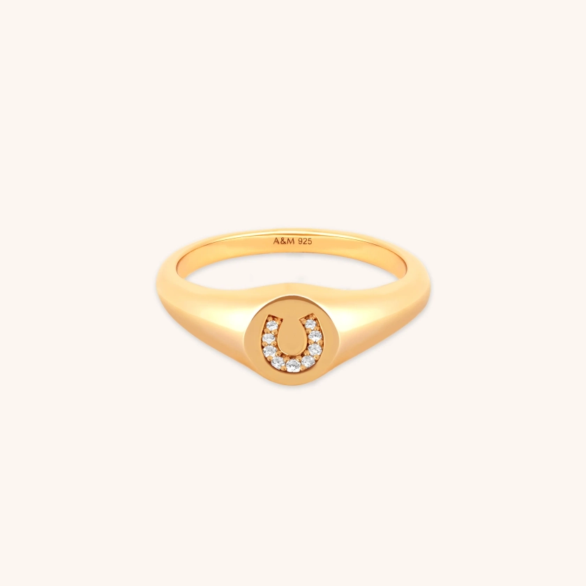 Horseshoe Gold Signet Ring | Astrid & Miyu Rings