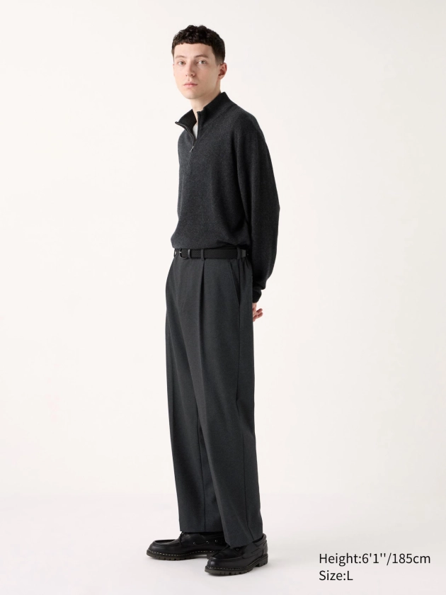 Pleated Wide Trousers (Brushed Jersey)