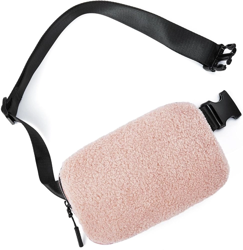 Telena Belt Bag for Women Men Fashionable Crossbody Fanny Pack for Women Trendy Waist Bag with Adjustable Strap Fleece Dark Pink