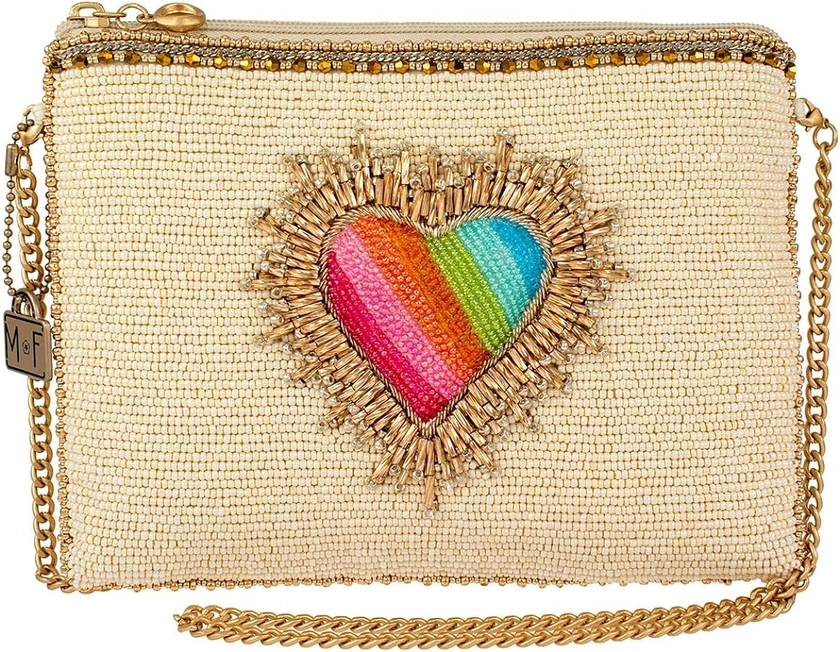 Mary Frances Love Affair; Affection Beaded Heart Burst Mini Handbag, Crossbody Bag for Women, Handmade Design, Coin Purse