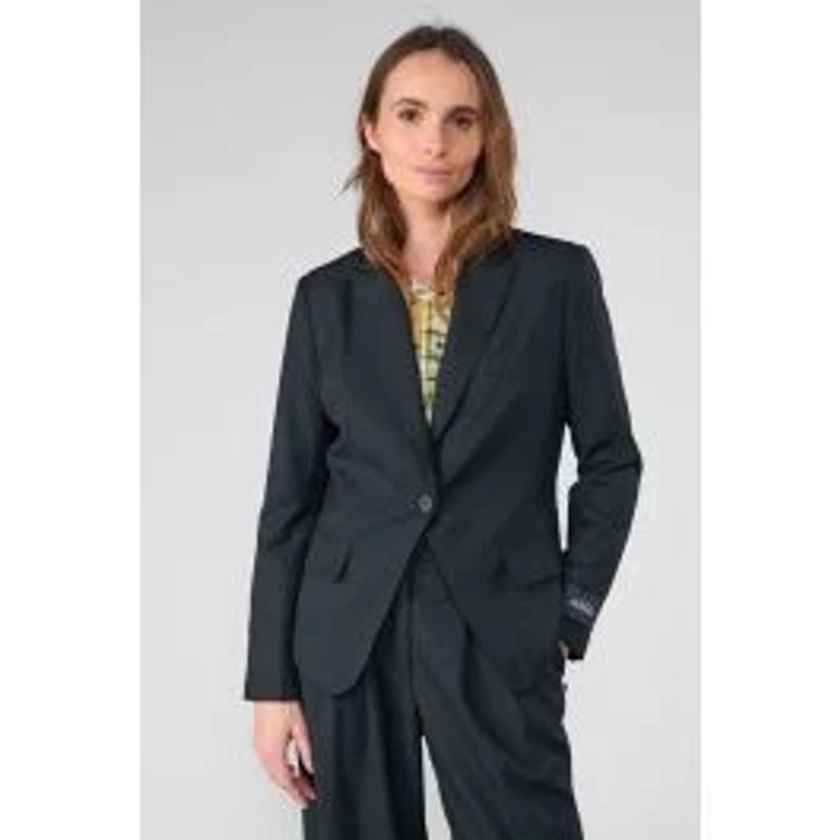 Veste blazer Evera noire à fines rayures