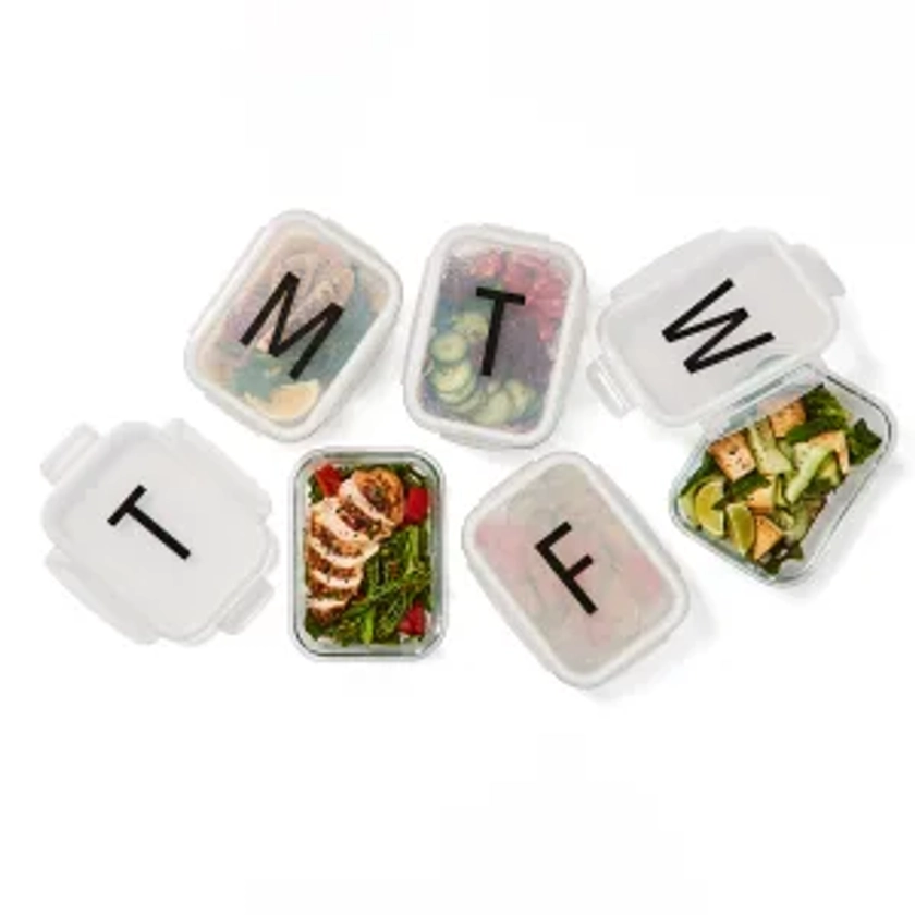 5 Piece Glass Monday-Friday Meal Prep Set - Clear
