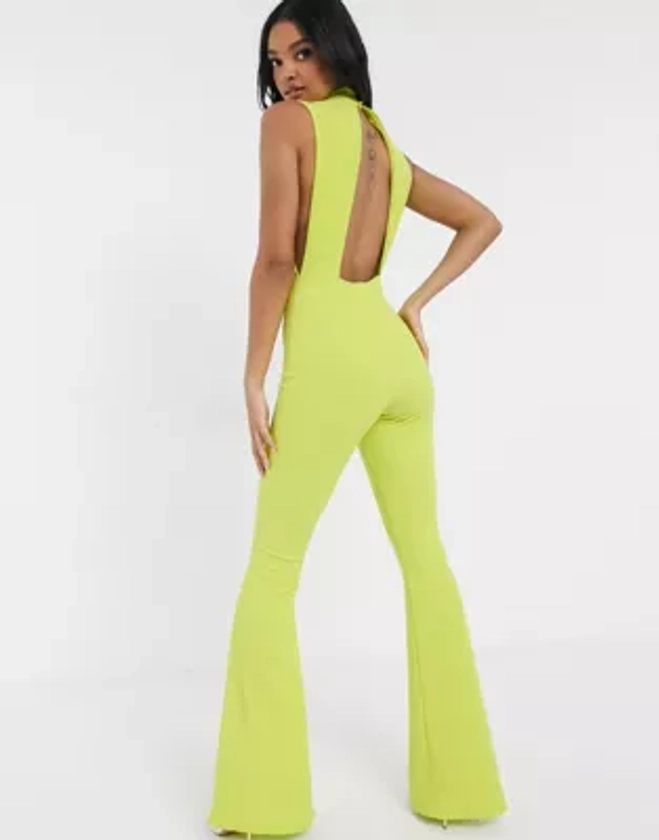 ASOS DESIGN scuba rib jersey jumpsuit with side cut outs | ASOS