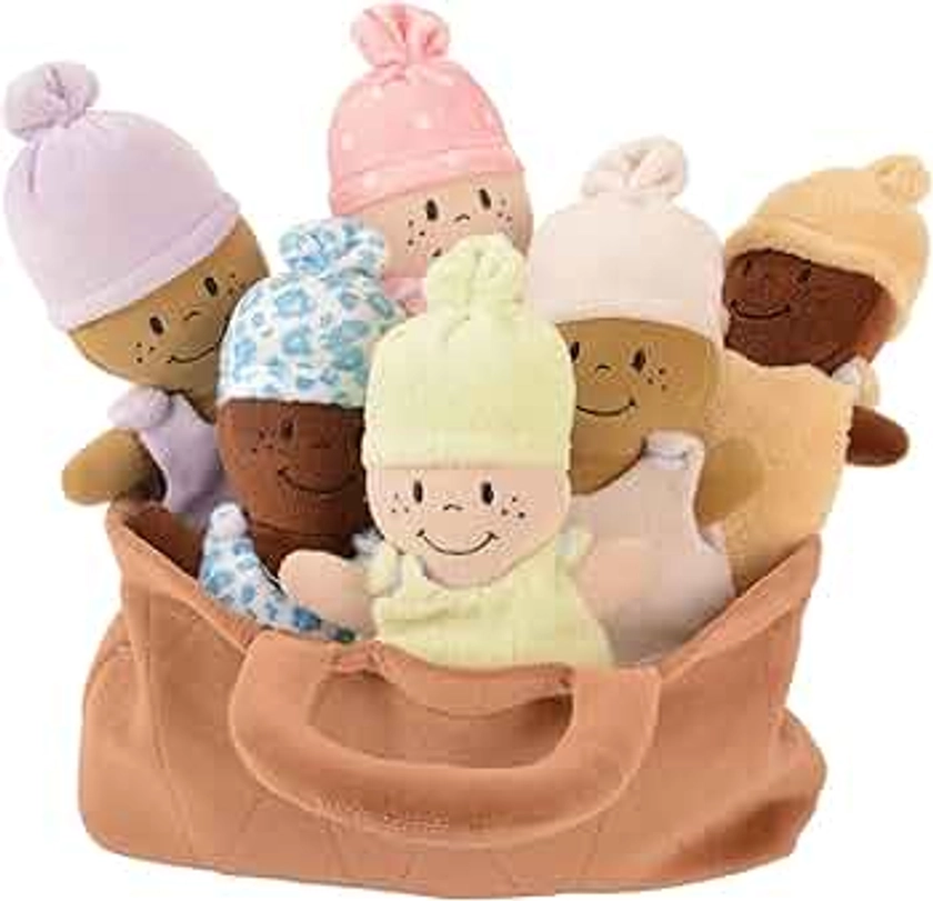 Creative Minds Basket of Babies Soft Baby Dolls, Sensory Toys, Multicultural, Diversity, Inclusion and Social Emotional Learning, Baby Toys for All Ages, Set of 6 Plush Dolls, Multicolor