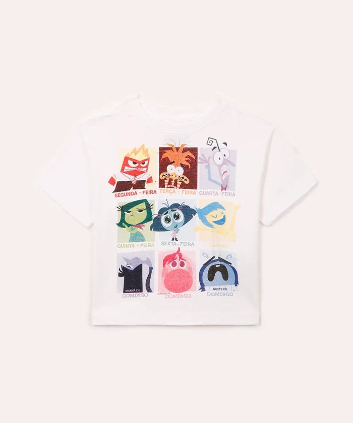 camiseta de algodão infantil divertida mente off white