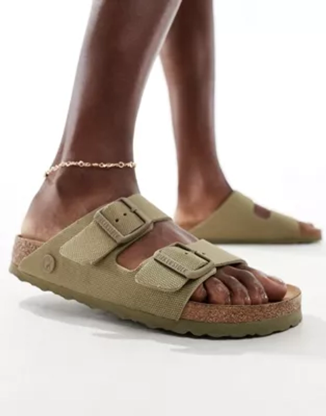 Birkenstock Arizona vegan sandals in khaki canvas | ASOS